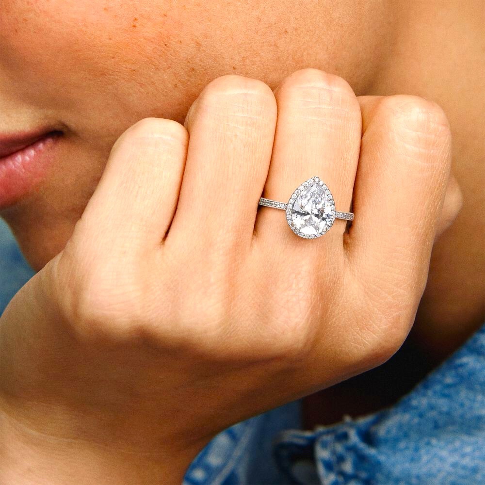 Pandora Sparkling Teardrop Halo Ring
